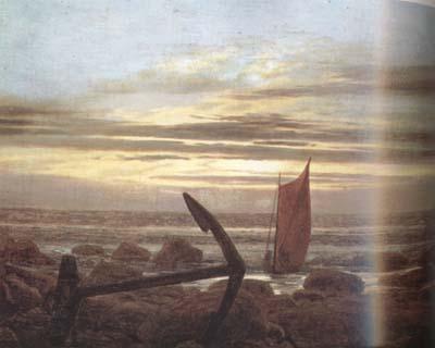 Caspar David Friedrich Moonlit Night with Boats on the Baltic Sea (mk10) oil painting image